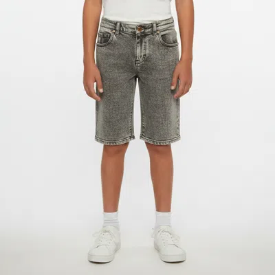 Pre-owned Versace Kids Grey Acid Wash Denim Bermuda Shorts 12 Yrs In Gray