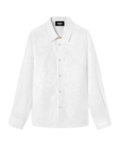 Versace Kids Jacquard Poplin Shirt In White