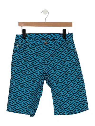 Pre-owned Versace Kids La Greca Shorts In Blue