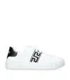 Versace Greca-embroidered Leather Sneakers In White