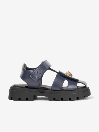 Versace Babies' Kids Leather Medusa Logo Sandals In Black