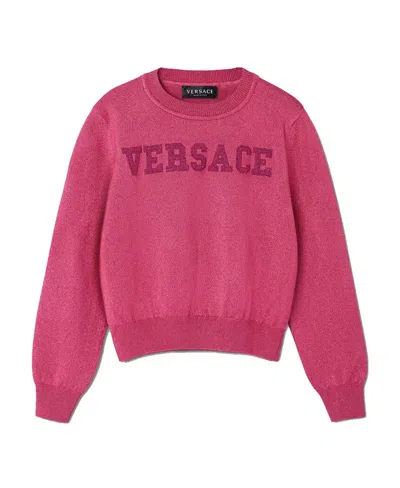 Versace Logo-embroidery Jumper In Pink