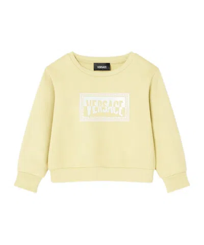 Versace Kids Logo Detailed Crewneck Sweatshirt In Yellow