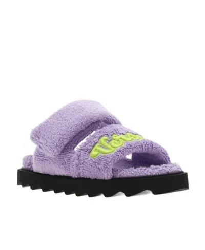 Versace Kids' Logo-patch Slides In Purple