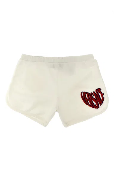 Versace Kids Logo Embroidery Shorts In White