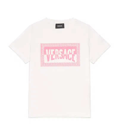 Versace Kids Logo Print T-shirt In Neutral