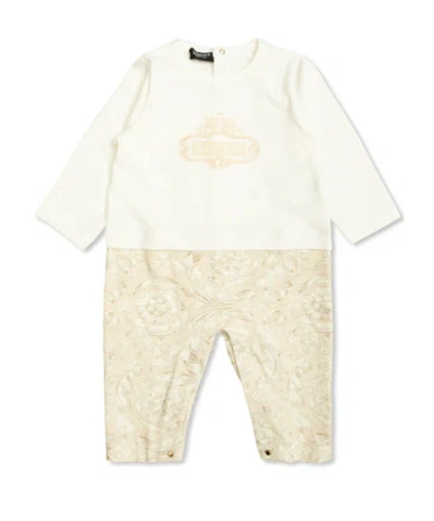 Versace Kids Logo Printed Bodysuit In Neutral