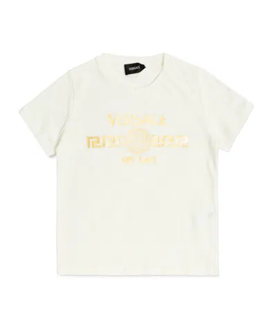 Versace Kids Logo Printed T-shirt In White