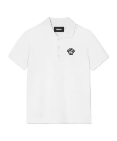 Versace Kids Medusa Embroidered Polo Shirt In White
