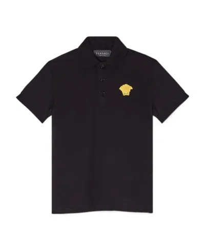 VERSACE VERSACE KIDS MEDUSA LOGO EMBROIDERED SHORT-SLEEVED POLO SHIRT