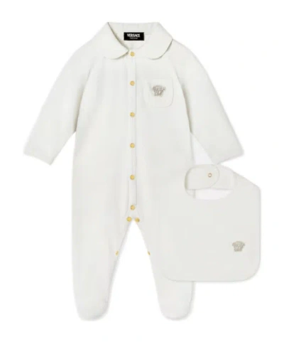 Versace Kids Medusa Patch Bodysuit And Bib In White