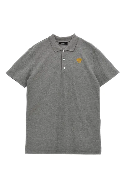 Versace Kids 'medusa' Polo Shirt In Gray