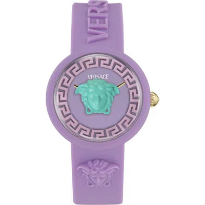 Versace Kids' Medusa Pop Silicone Strap Watch, 32mm In Purple