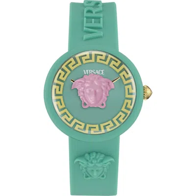 Versace Kids' Medusa Pop Silicone Strap Watch, 32mm In Green
