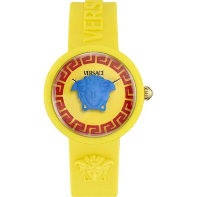 Versace Kids' Medusa Pop Silicone Strap Watch, 32mm In Yellow