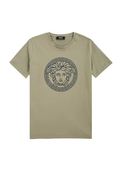 Versace Kids Medusa-print Cotton T-shirt (8-14 Years) In Beige