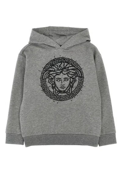 Versace Kids 'medusa Splash' Hoodie In Grey