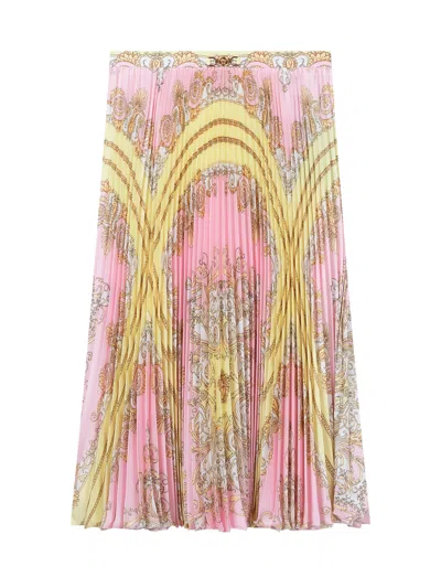 Versace Kids Mini Plissé Skirt With Elegant Ornamentation In Multi