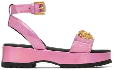 Versace Kids Pink 'la Medusa' Platform Sandals