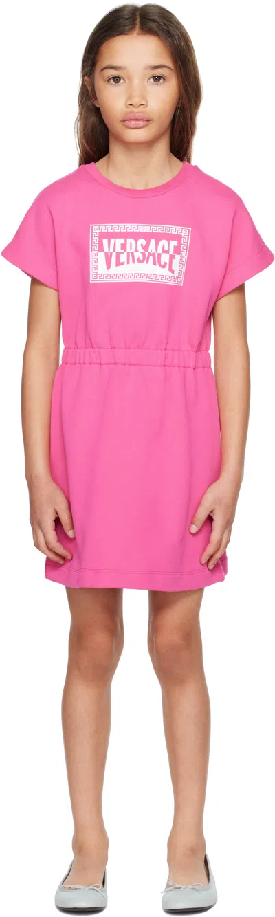 Versace Kids Pink Printed Cotton-jersey Sweatshirt Dress