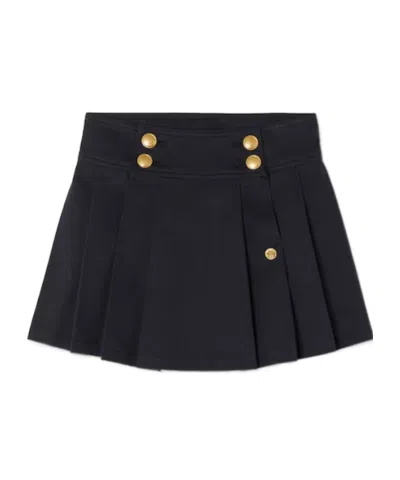Versace Kids Pleated Cotton-gabardine Skirt In Blue