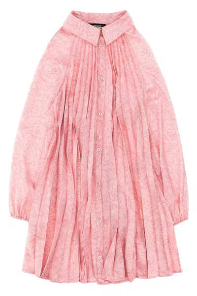 Versace Kids Pleated Dress In Pink