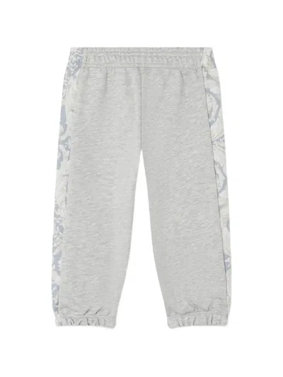 Versace Kids Printed Cotton-jersey Sweatpants In Gray
