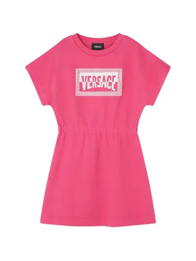 Versace Kids Printed Cotton-jersey Sweatshirt Dress In Pink