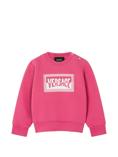 Versace Kids Printed Cotton-jersey Sweatshirt In Pink