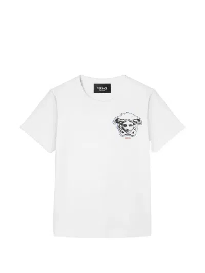 Versace Kids Printed Cotton-jersey T-shirt In White
