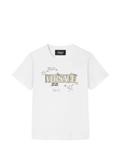 Versace Kids Printed Cotton-jersey T-shirt In White