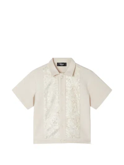 Versace Kids Printed Milano-stitch Shirt In Neutral