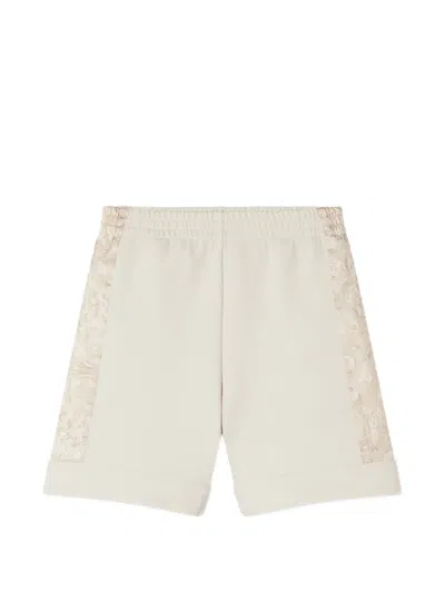Versace Kids Printed Milano-stitch Sweat Shorts In Neutral