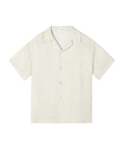 Versace Kids Printed Silk Twill Shirt In Neutral
