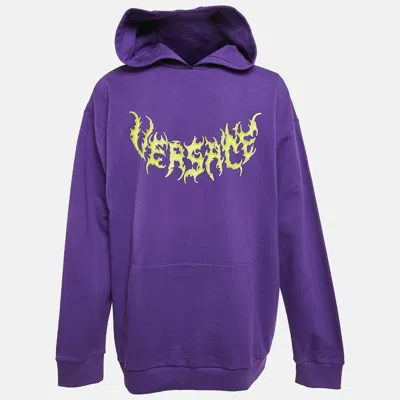 Pre-owned Versace Kids Purple Printed Cotton Hoodie 14 Yrs