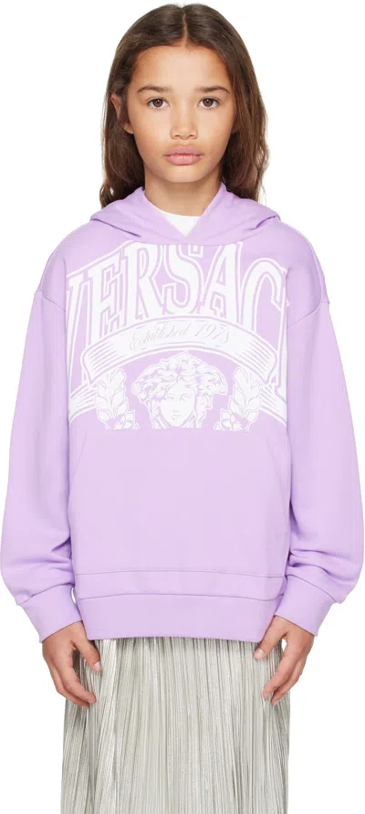Versace Kids Purple Printed Cotton-jersey Hoodie