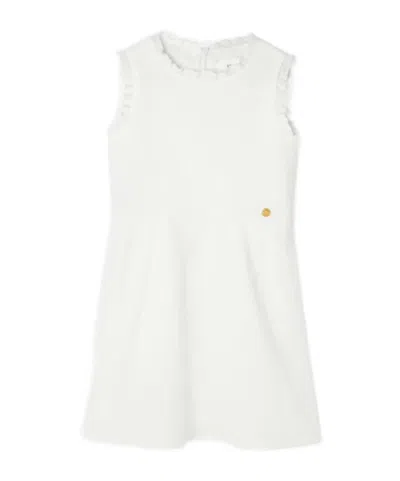 Versace Kids Jacquard Cotton-poplin Dress In White