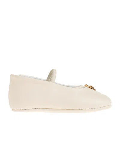 Versace Kids Strap Slip-on Ballet Flats In Neutral