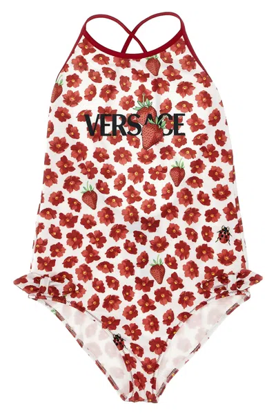 Versace Kids 'strawberry Garden' One-piece Swimsuit