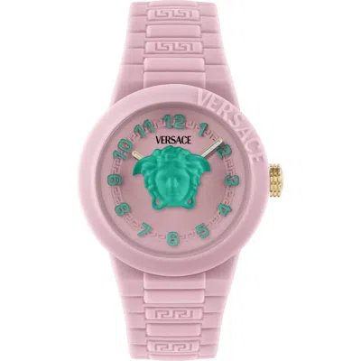 Versace Kids' V-pop Silicone Strap Watch, 34mm In Pink