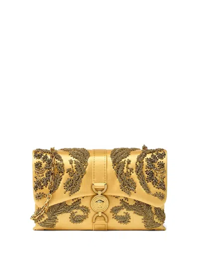 Versace Kleio Bead-embellished Clutch Bag In Gold