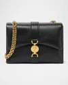 Versace Kleio Flap Leather Chain Shoulder Bag In Black