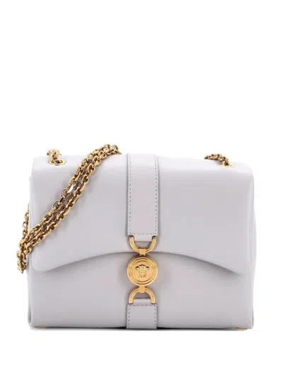 Pre-owned Versace Kleio Leather Small Shoulder Bag In Grey