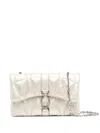 Versace Kleio Metallic Quilted Mini Bag In White