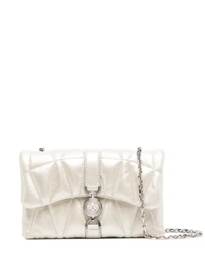 Versace Kleio Metallic Quilted Mini Bag In White
