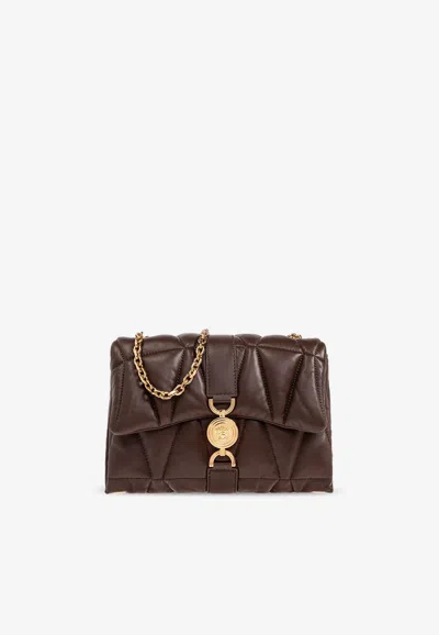 Versace Kleio Quilted Leather Shoulder Bag In Brown