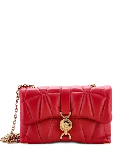 Pre-owned Versace Kleio Quilted-leather Shoulder Bag In Red