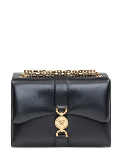 Versace Lambskin Chain Strap Shoulder Bag In Black