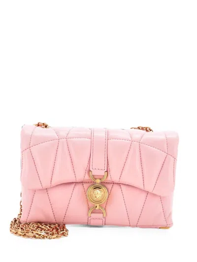 Pre-owned Versace Kleio Shoulder Bag Quilted Leather Mini Crossbody Bag In Pink