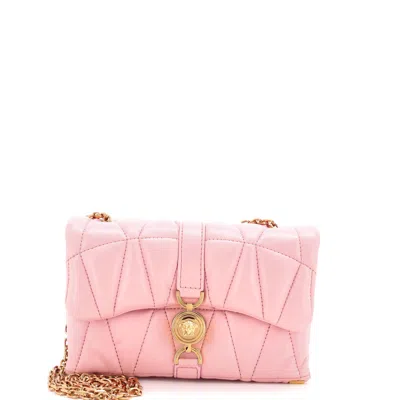 Versace Kleio Shoulder Bag Quilted Leather Mini In Pink